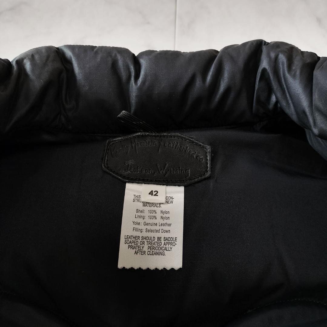 ロッキーマウンテンフェザーベッド ダウンベスト 42 XL スエードレザーヨーク