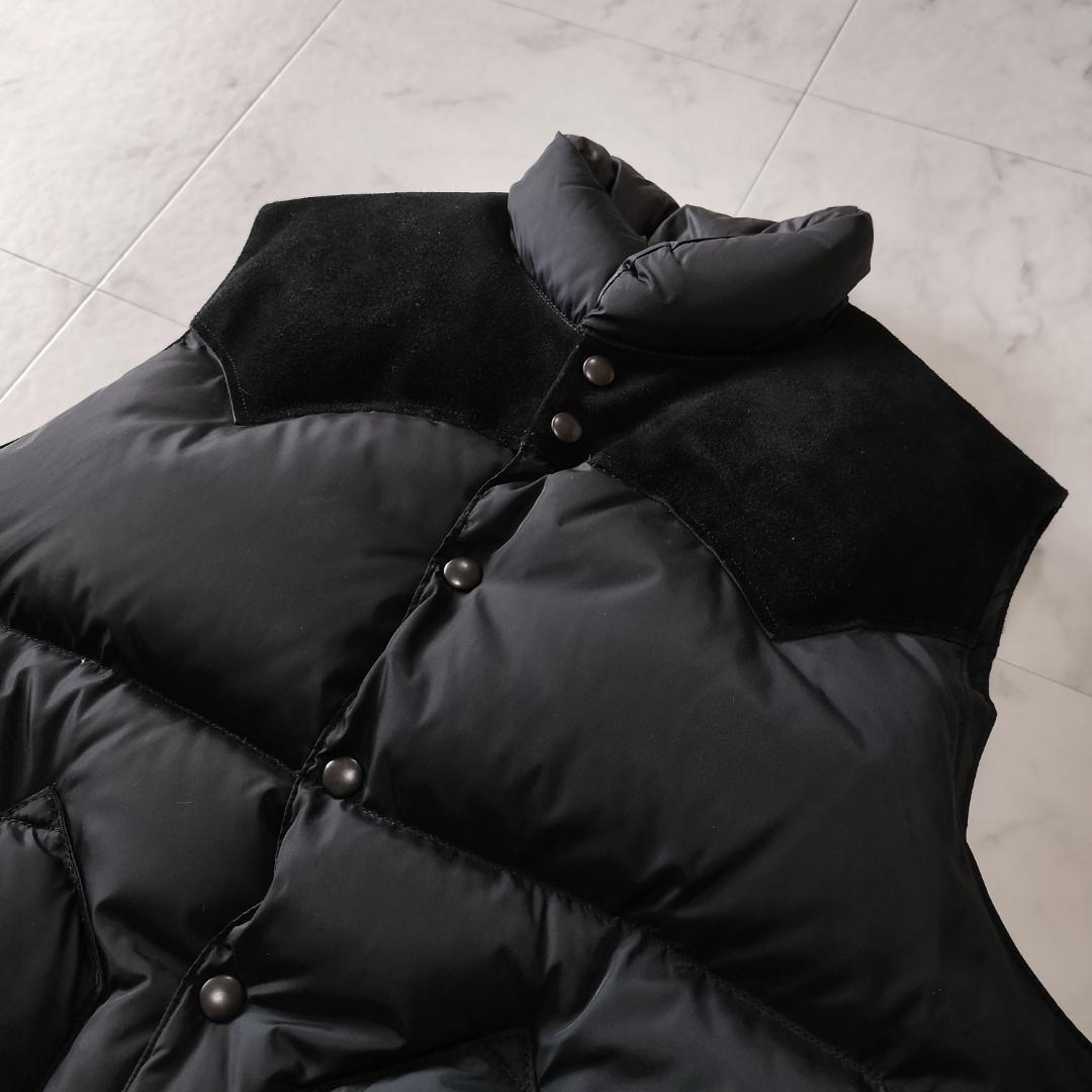 ロッキーマウンテンフェザーベッド ダウンベスト 42 XL スエードレザーヨーク