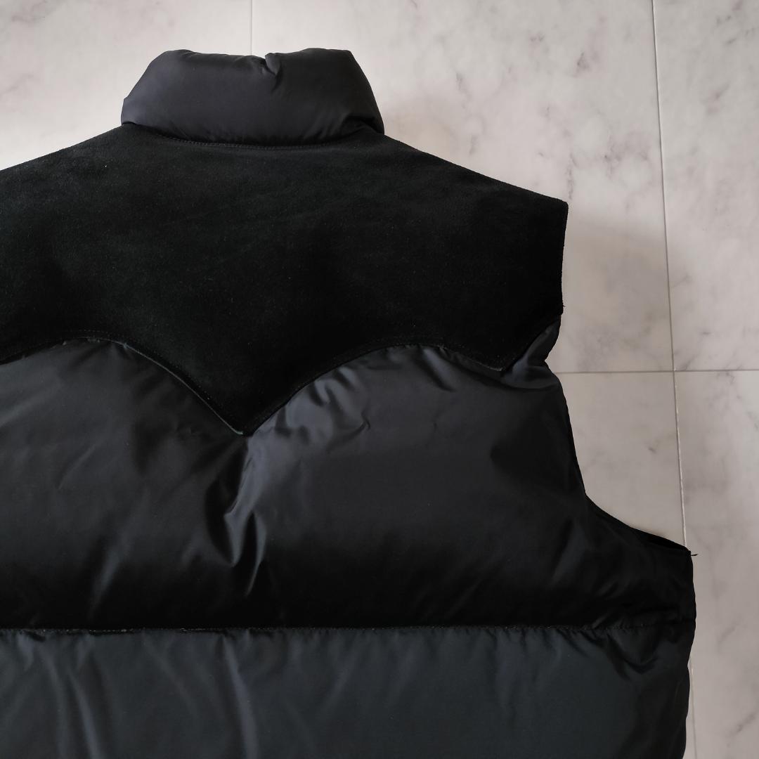 ロッキーマウンテンフェザーベッド ダウンベスト 42 XL スエードレザーヨーク