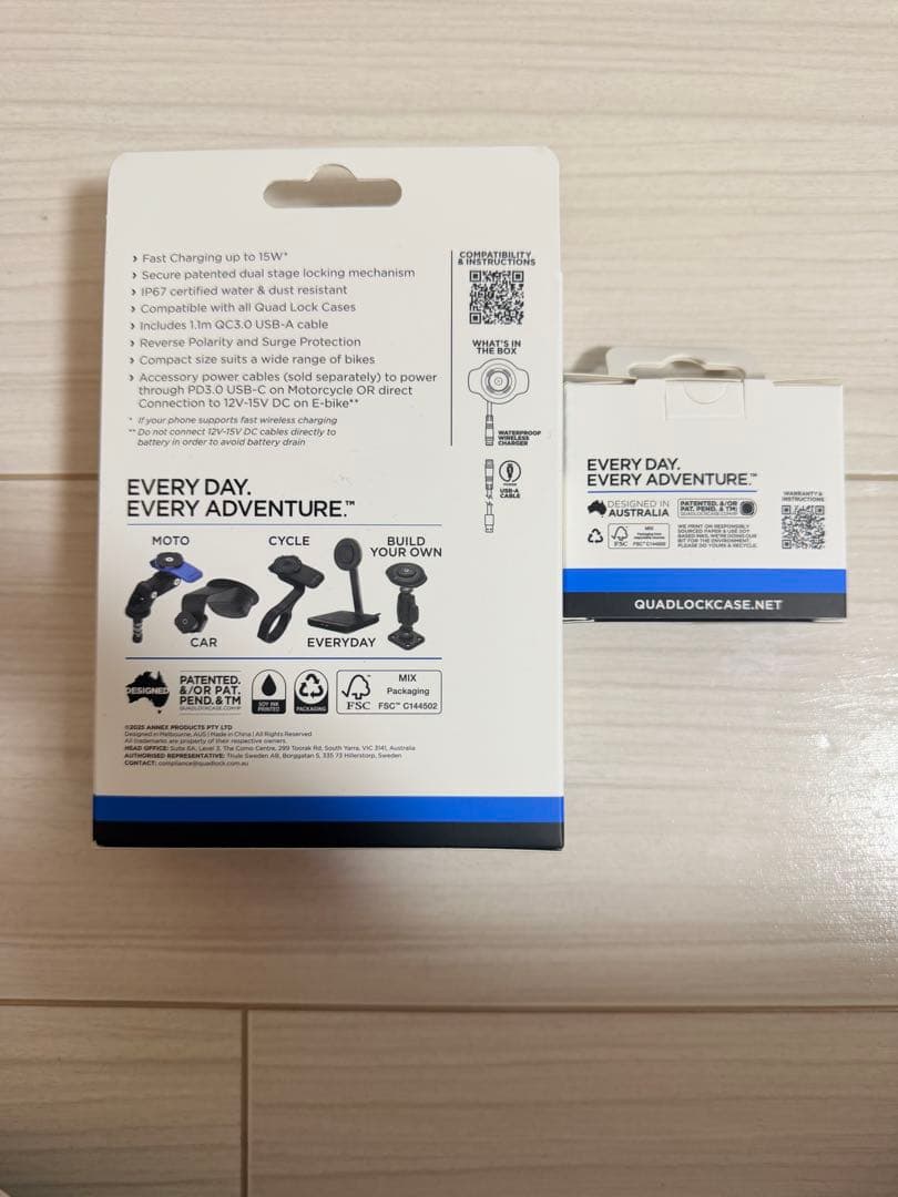 QUAD LOCK バイク用 防水防塵 ワイヤレス充電ヘッド　振動ダンパー付き！