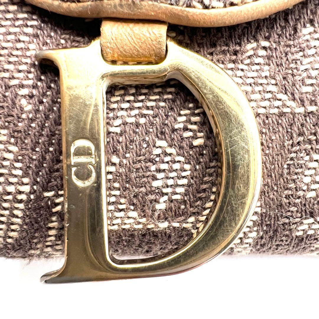 ディオール 三つ折り 長財布 トロッター柄 サドル キャンバス カーキ