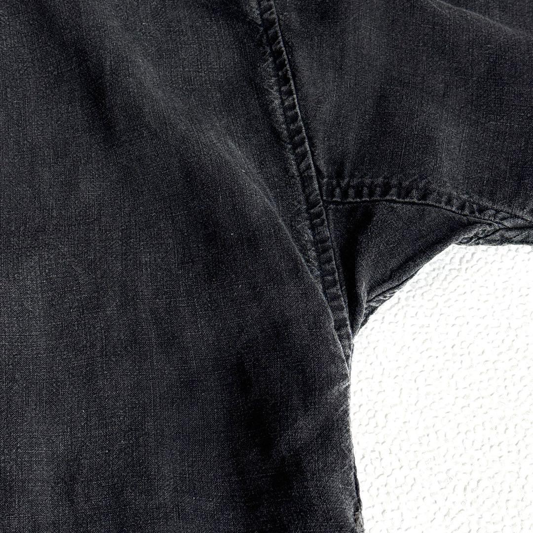 45rpm　リネン100％　ロング　ワンピース　ギャザー　ピンタック風　ブラック