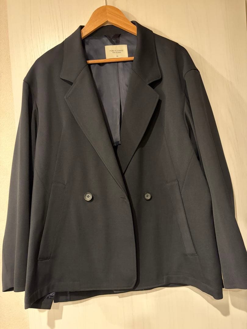 【AQUA WOOL】PUBLIC TOKYO ダブルジャケットネイビー