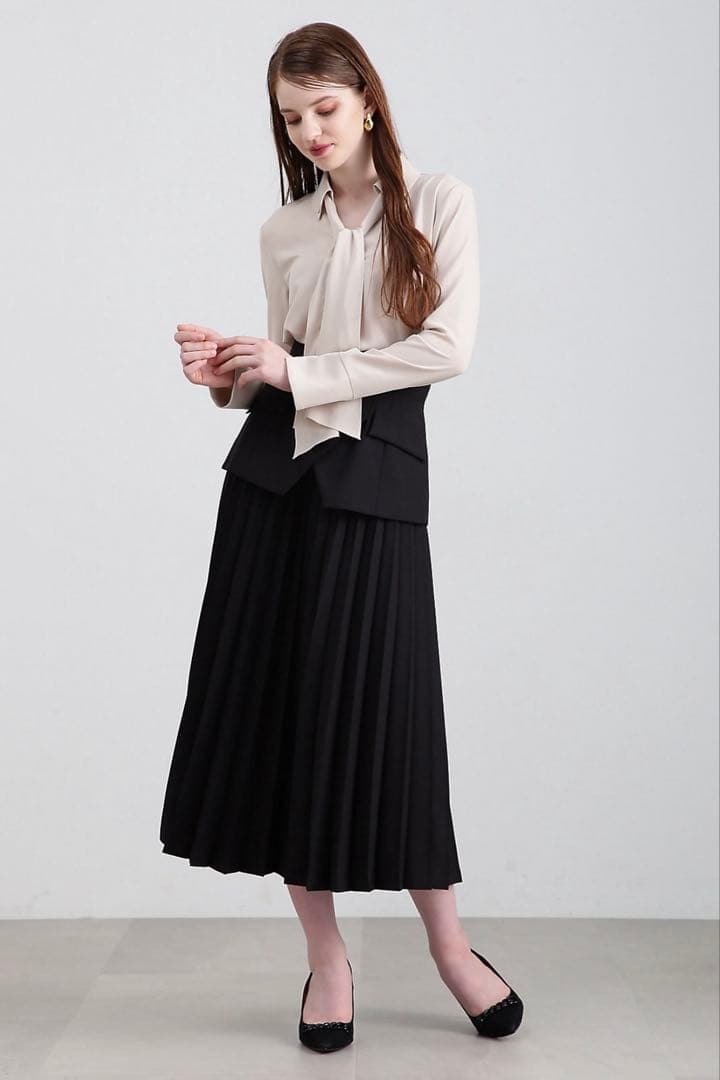 ピンキーアンドダイアン◆ボタンダウンボウタイシャツ ベージュ 38