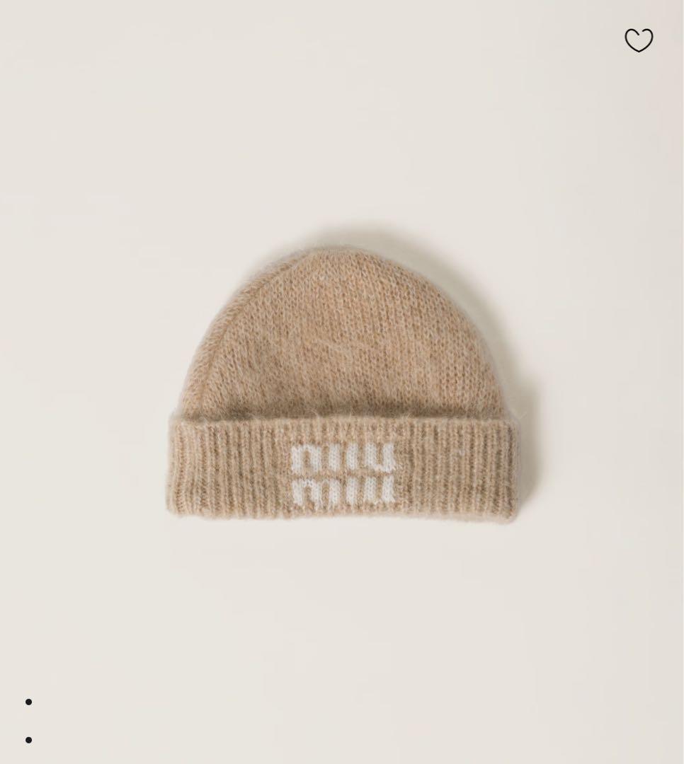 miumiuニット帽 ベージュ S 正規品