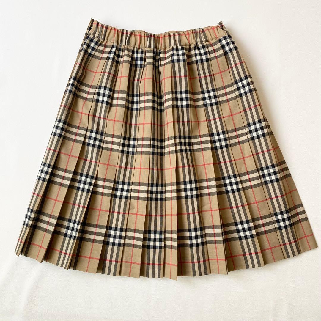 【美品】バーバリー　ミニスカート　ノバチェック柄　プリーツ　ウエストゴム　S