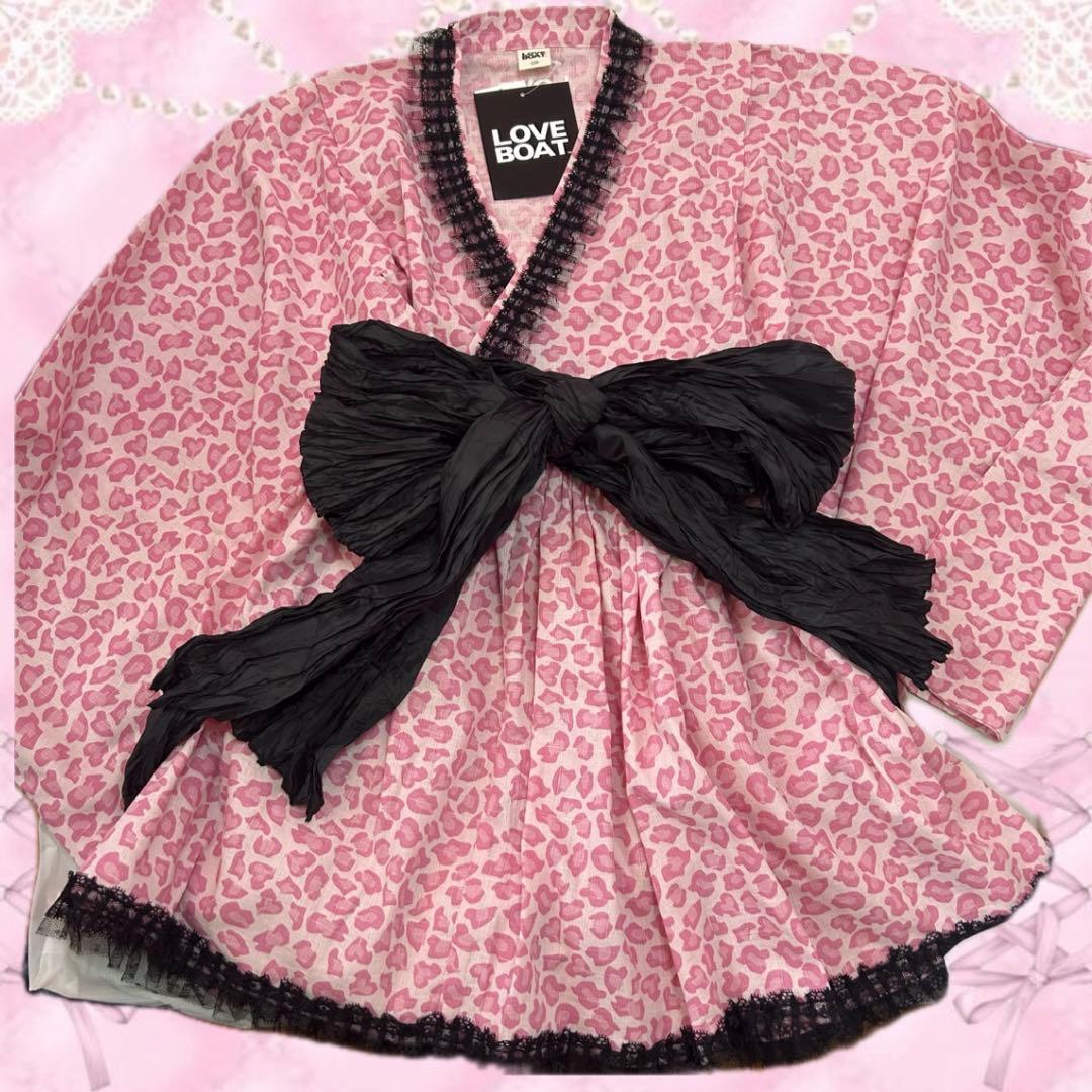 新品浴衣ドレス★ヒョウ柄ピンク黒★姫ギャル平成ギャルy2kレオパードSMおそろい