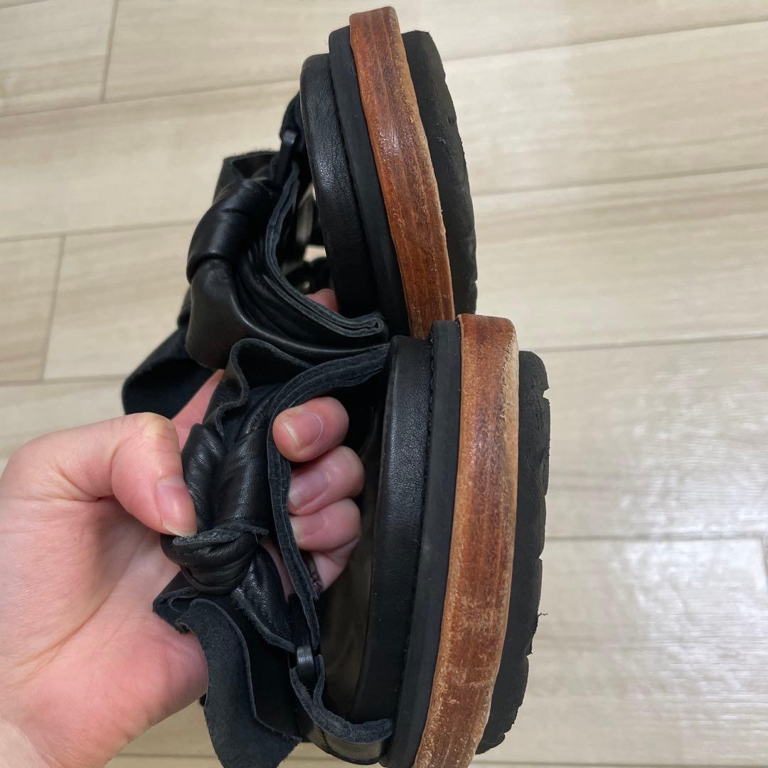 sacai 本革 リボンサンダル ブラック 36 サカイ