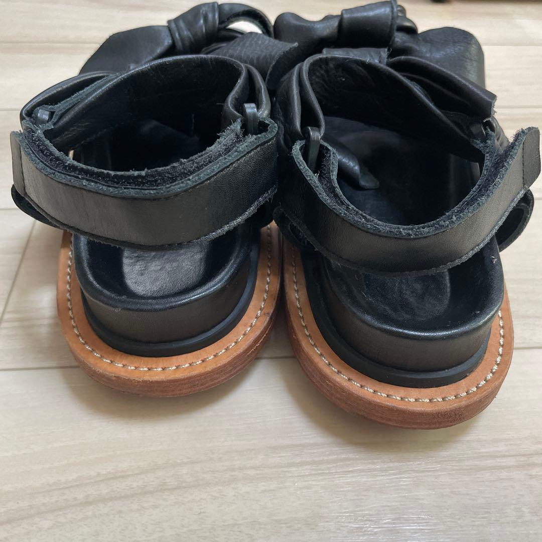 sacai 本革 リボンサンダル ブラック 36 サカイ