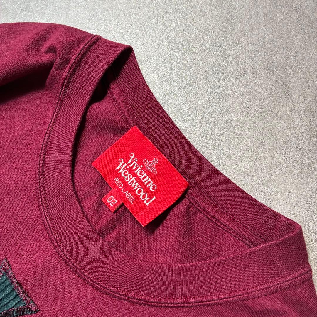 美品✨Vivienne Westwood刺繍ロゴ長袖Tシャツ バーガンディ02