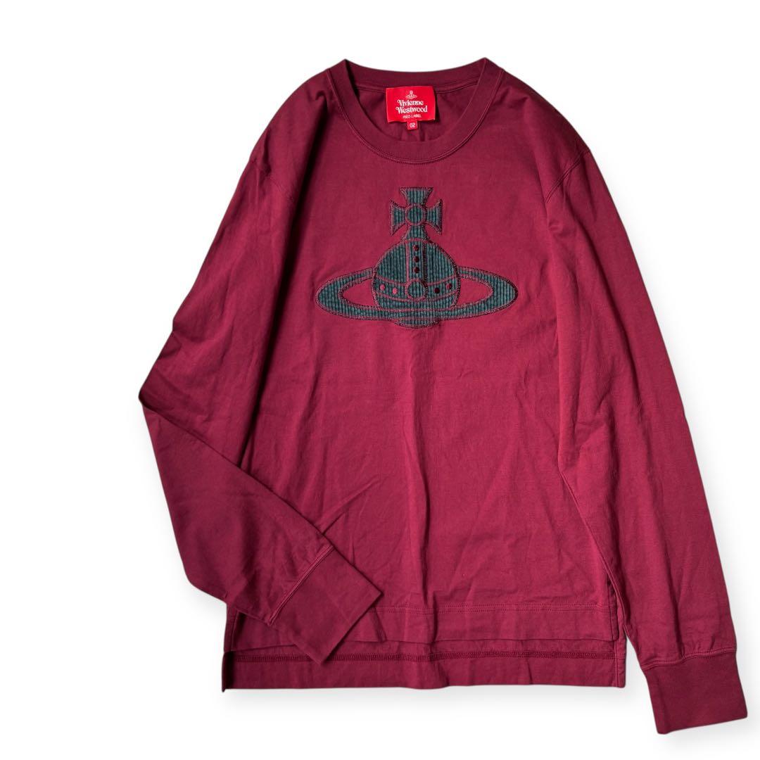 美品✨Vivienne Westwood刺繍ロゴ長袖Tシャツ バーガンディ02