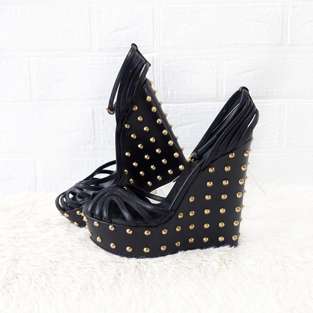 ✨美品✨GUCCI グッチ アンクルストラップ スタッズ サンダル ブラック