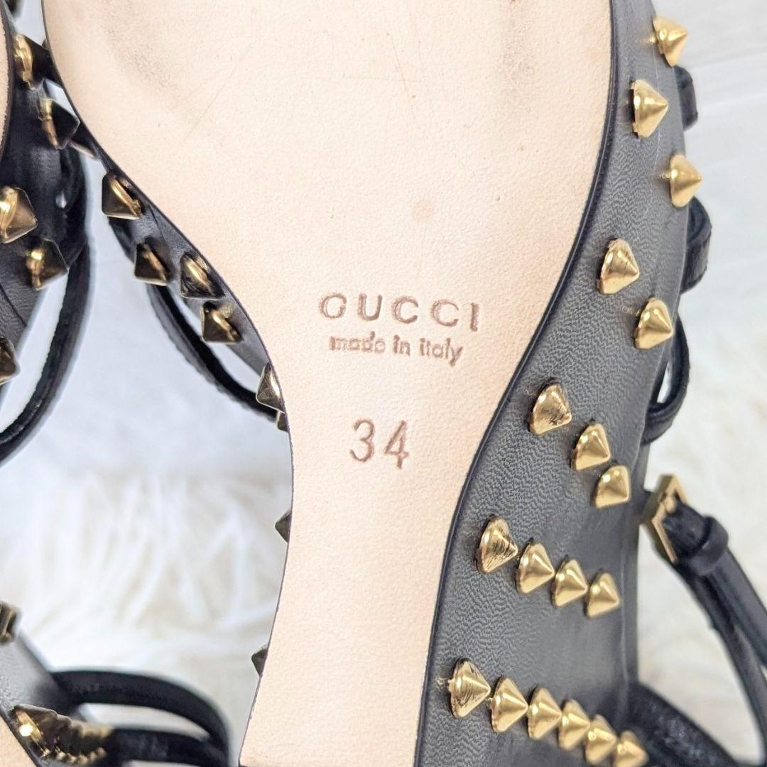 ✨美品✨GUCCI グッチ アンクルストラップ スタッズ サンダル ブラック