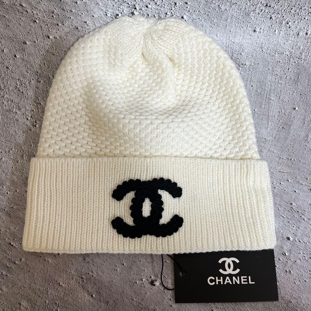 CCロゴ ニット帽 ホワイト