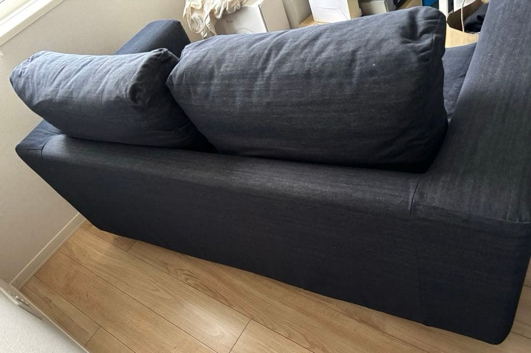 無印良品/ソファ本体・２シーター・フェザー・ポケットコイル/綿デニムカバー