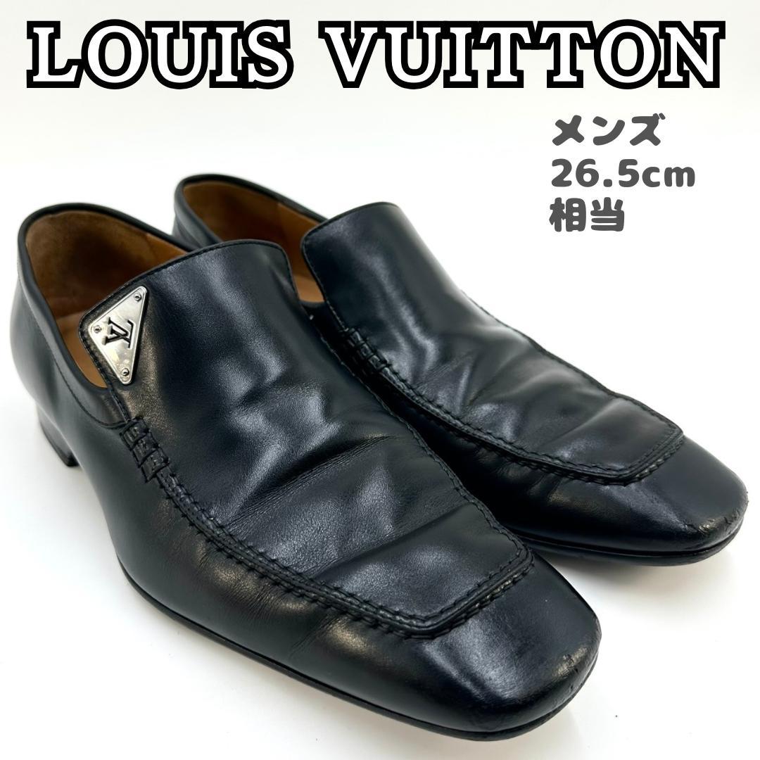 ルイヴィトン LVロゴプレート ビジネスシューズ ローファー 革靴 ブラック