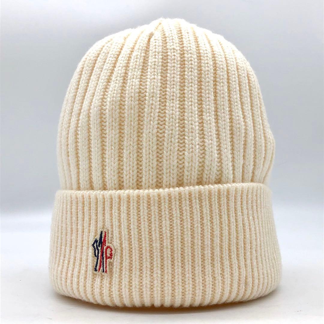【未使用級】MONCLER GRENOBLE ニット帽 マグリア ロゴ ホワイト