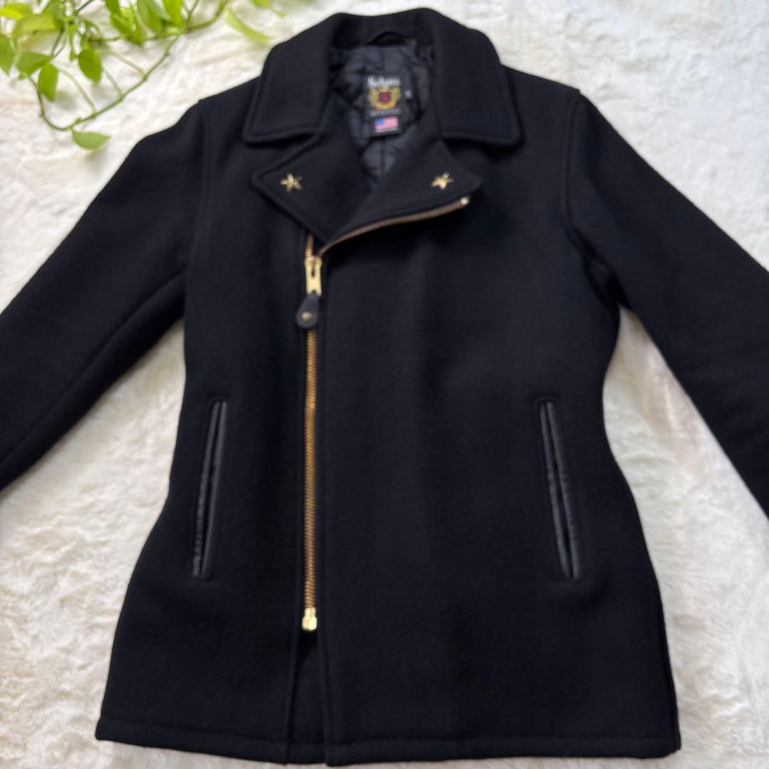 【美品】Schott ショット Pコート ダブル スタッズ ウール 山羊革 黒