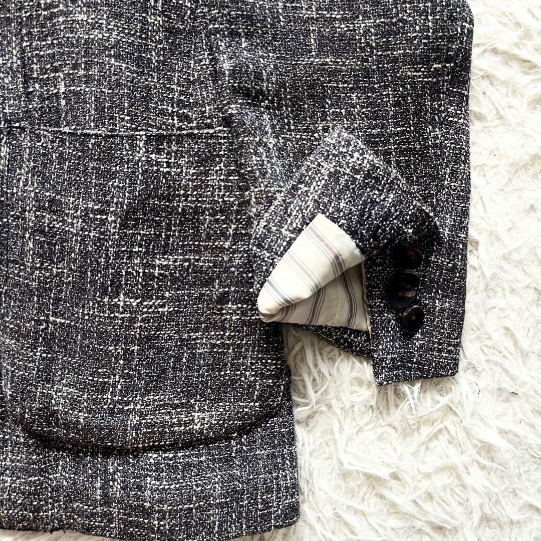 <美品>LARDINI グレー リネン ツイード ジャケット サイズ42