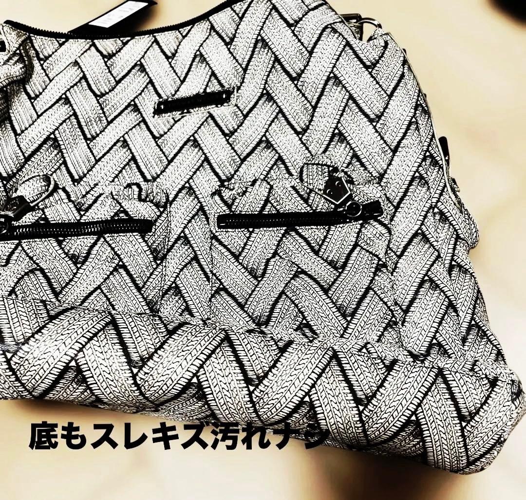 トーマスワイルドTHOMAS WILDスカル新品レザー&シルク大ショルダーバッグ