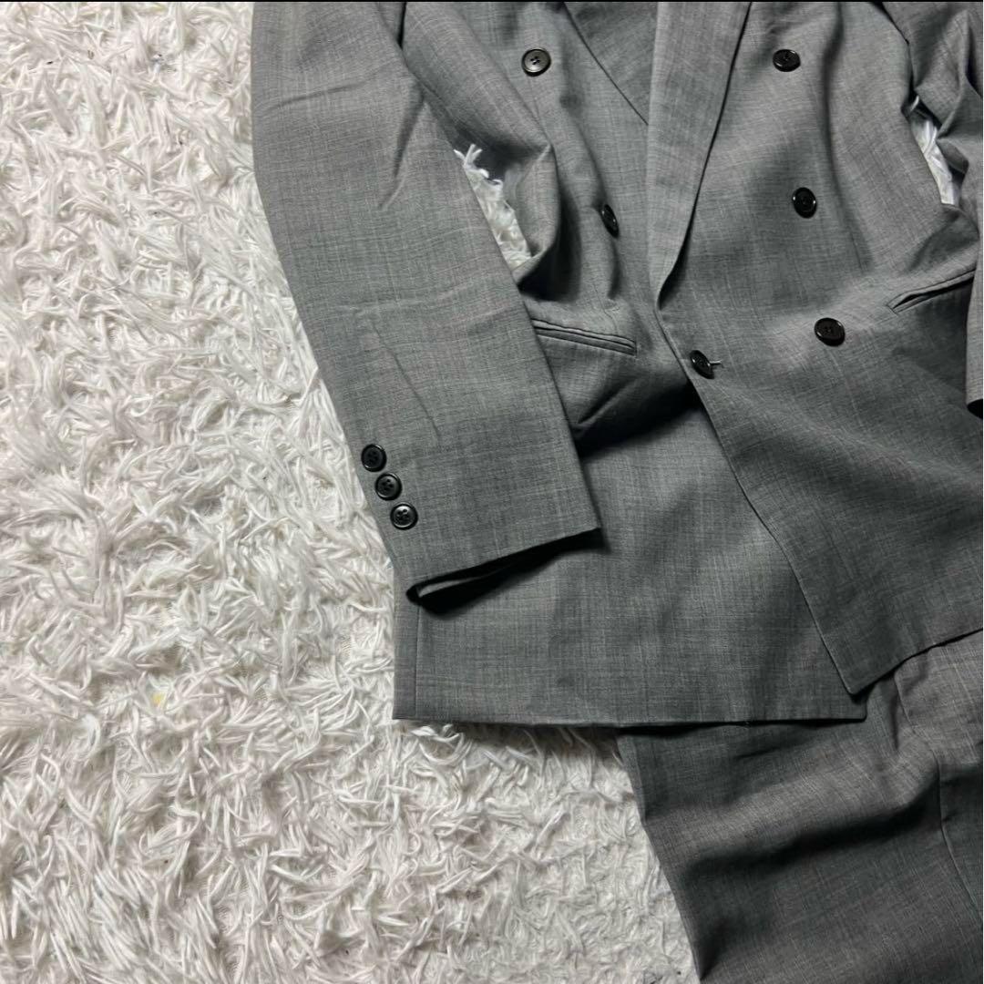 ポールスミス　高級生地　コラボ　セットアップ　スーツ　ダブル　グレー　Lサイズ