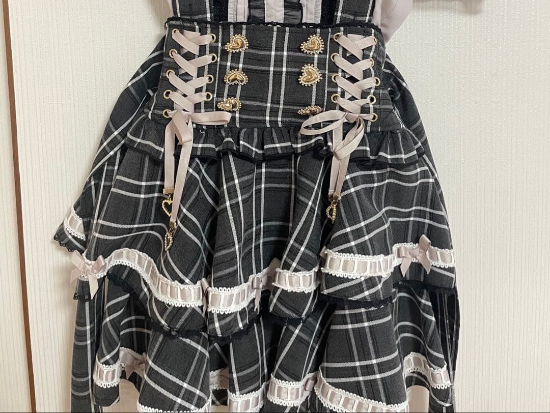 すし　はしごリボンチェックティアードスカパン LIZLISA