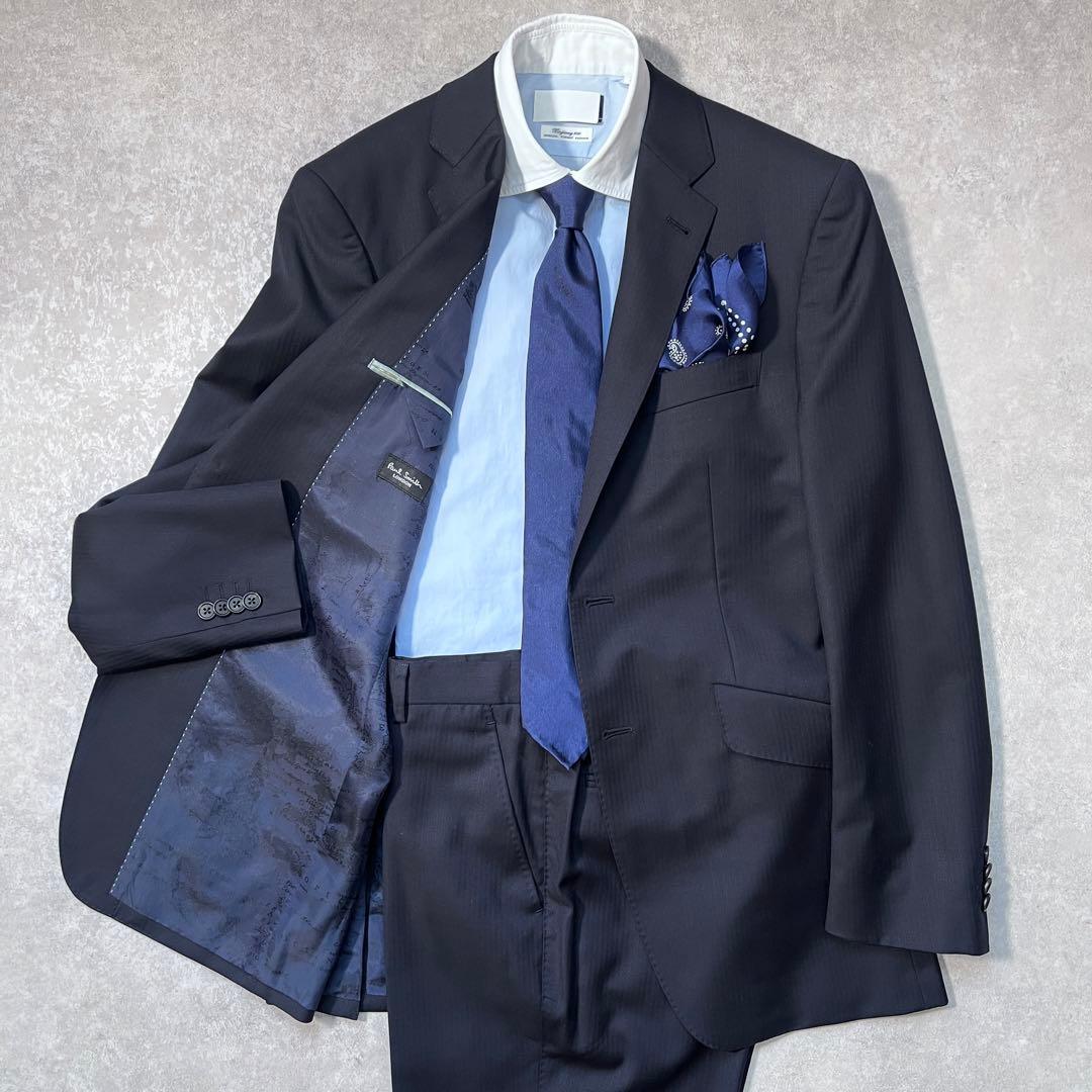 【極美品】ポールスミス スーツセットアップ 総柄裏地 ネイビー L