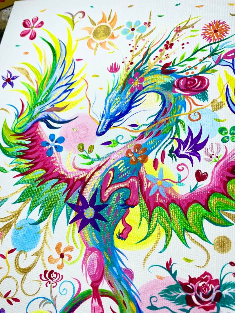 幻の花龍⑤ アクリル画 開運絵画 龍神 龍ノツカイ