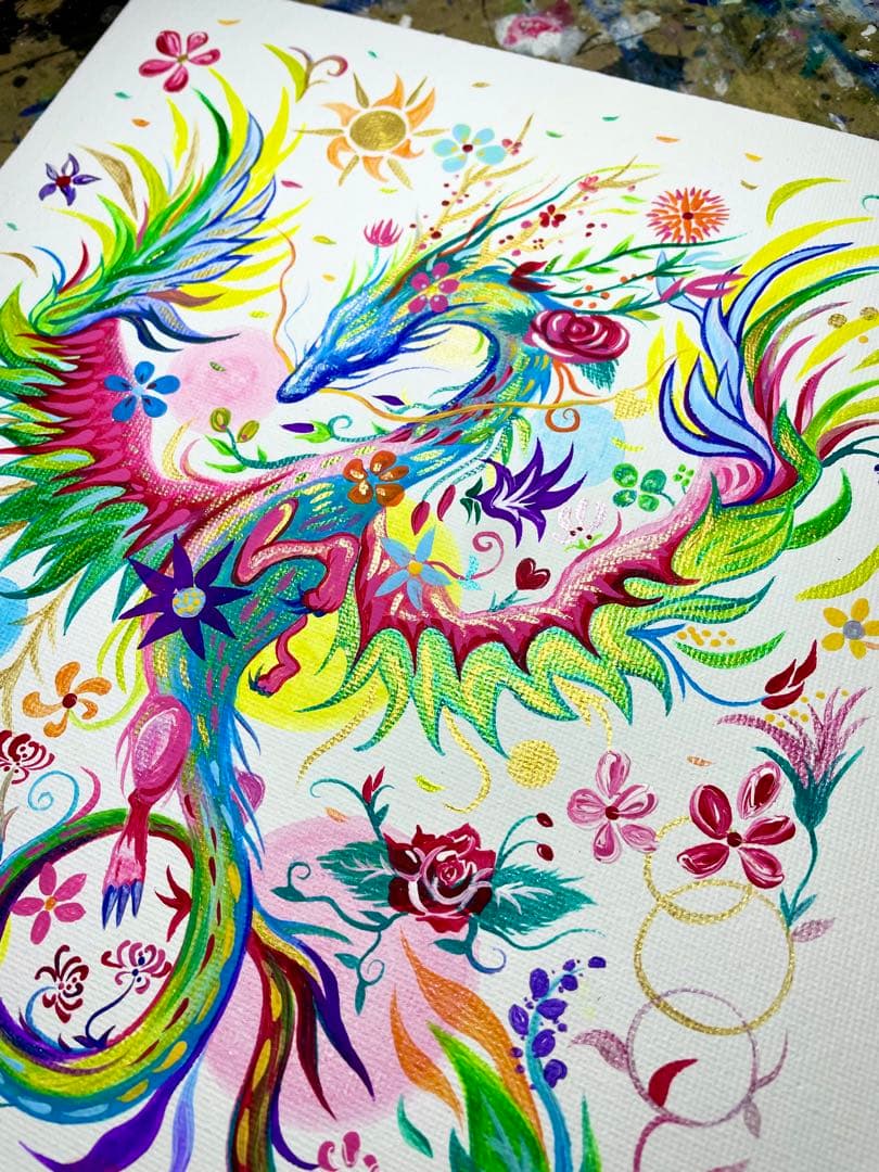 幻の花龍⑤ アクリル画 開運絵画 龍神 龍ノツカイ