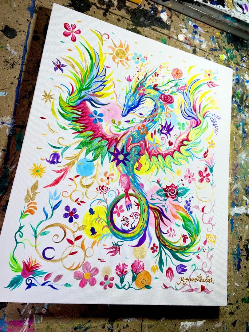 幻の花龍⑤ アクリル画 開運絵画 龍神 龍ノツカイ