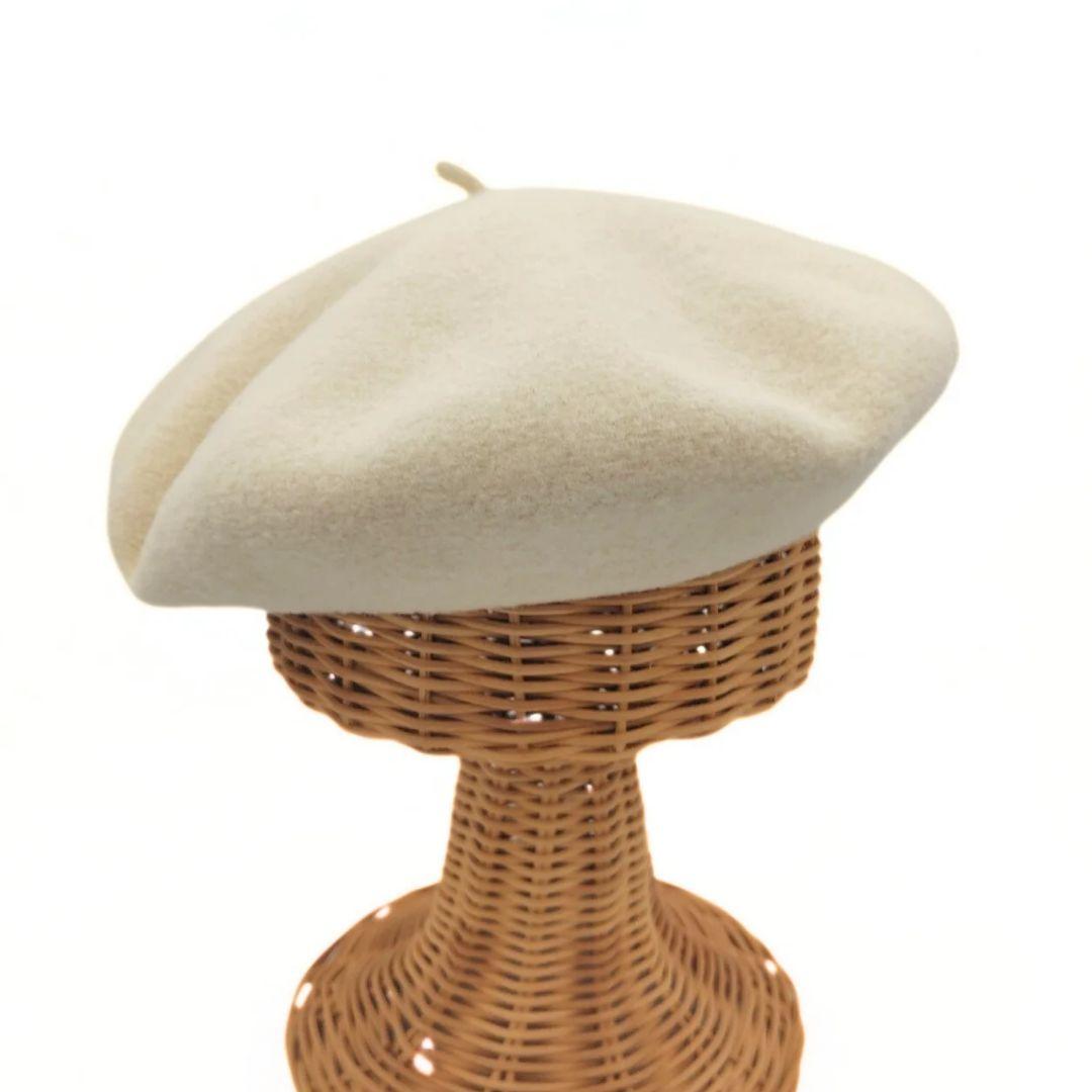 エルメス サントノーレ セリエ ベレー帽 #57 ウール シルク アイボリー