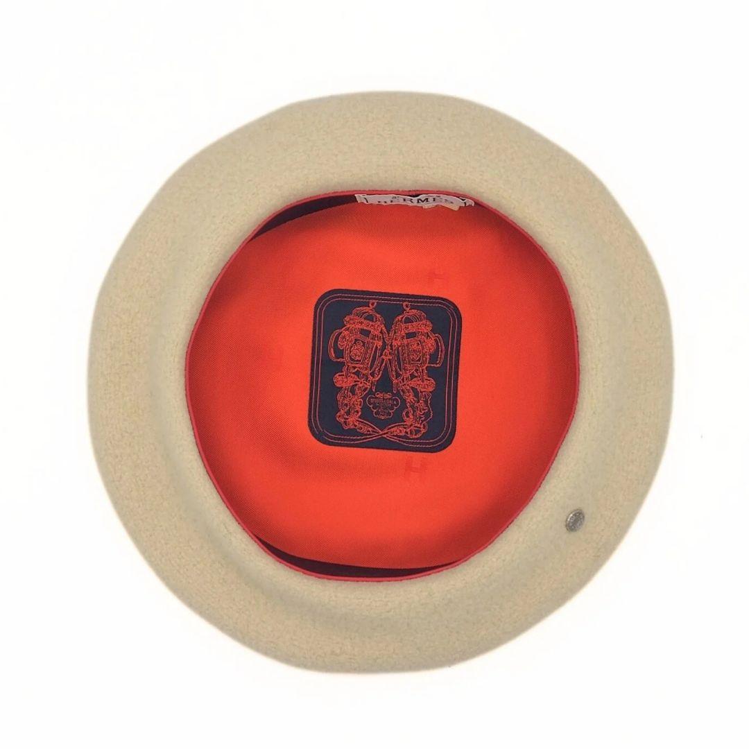 エルメス サントノーレ セリエ ベレー帽 #57 ウール シルク アイボリー