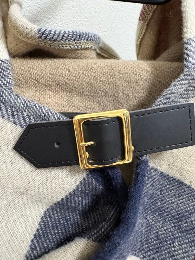 クレストブリッジチェックフード付きショール リバーシブル 38 日本製