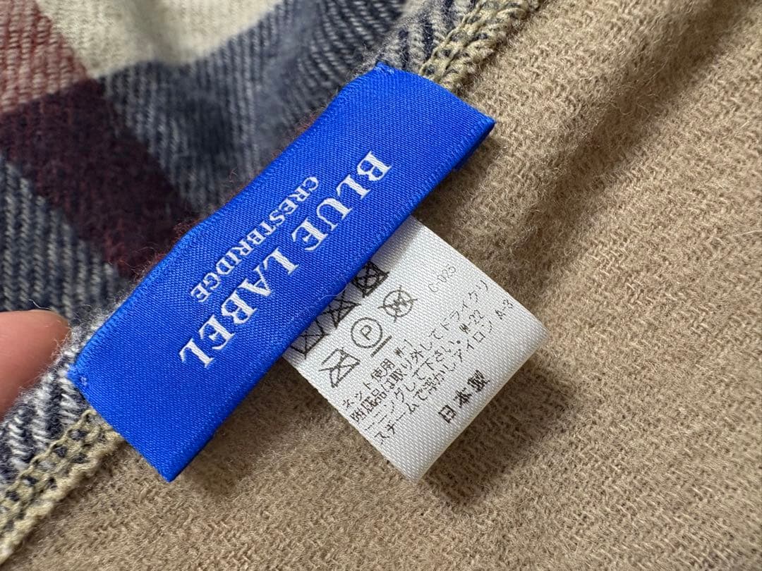 クレストブリッジチェックフード付きショール リバーシブル 38 日本製