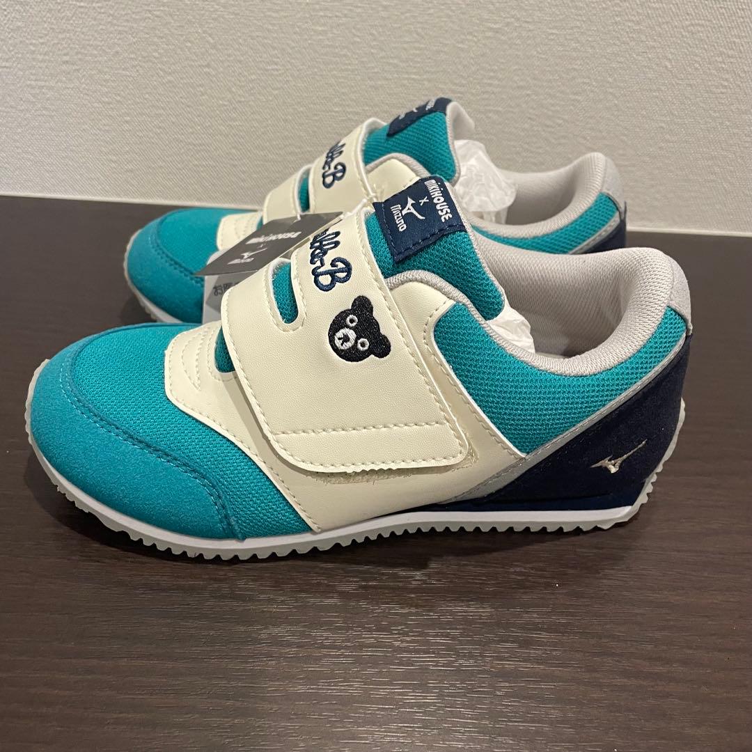 ミキハウス× ミズノDoubleB キッズスニーカー 19cm グリーン