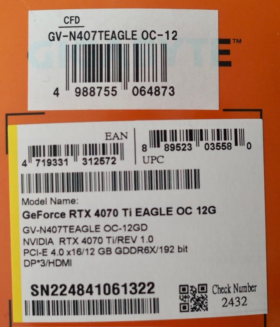 ギガバイト GeForce RTX 4070Ti EAGLE OC 12G