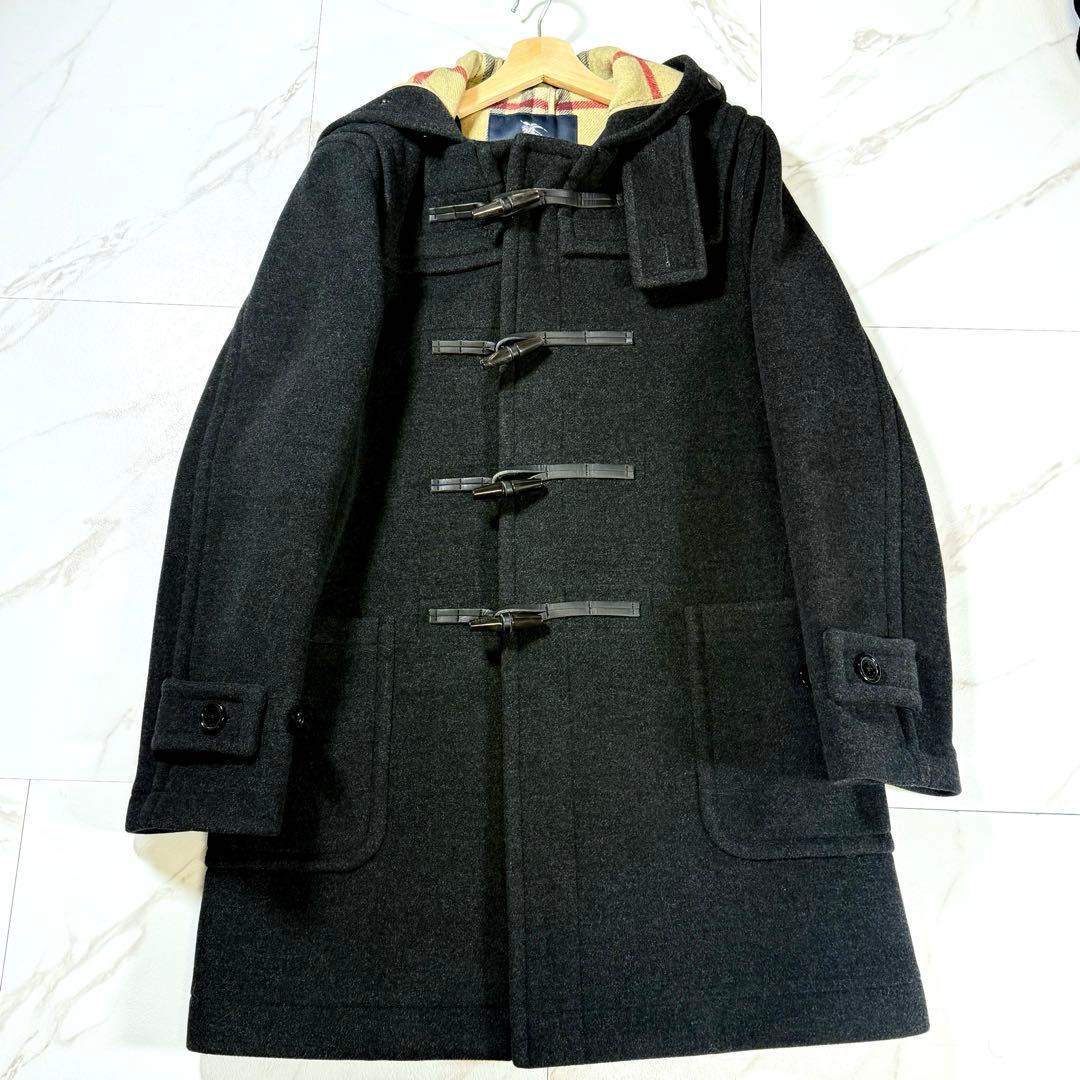 【未使用級/L】バーバリーロンドン ダッフルコート フード メガチェック