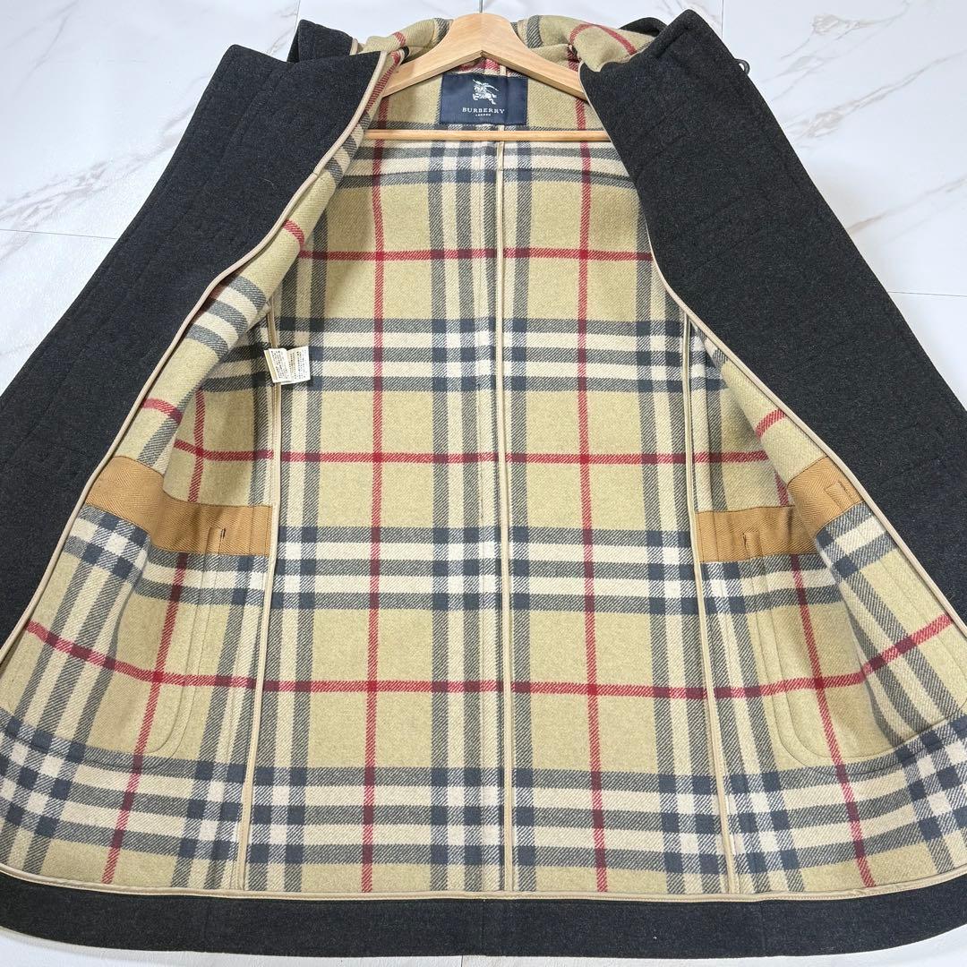 【未使用級/L】バーバリーロンドン ダッフルコート フード メガチェック