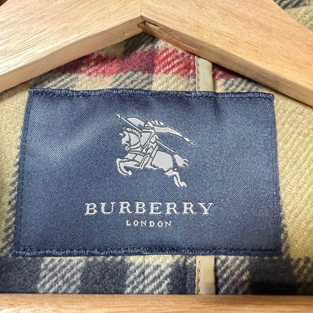 【未使用級/L】バーバリーロンドン ダッフルコート フード メガチェック