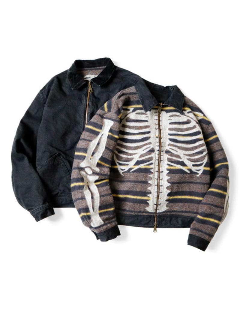 KAPITALボーンライニングリバーシブルジップアップブルゾン デニムブラック