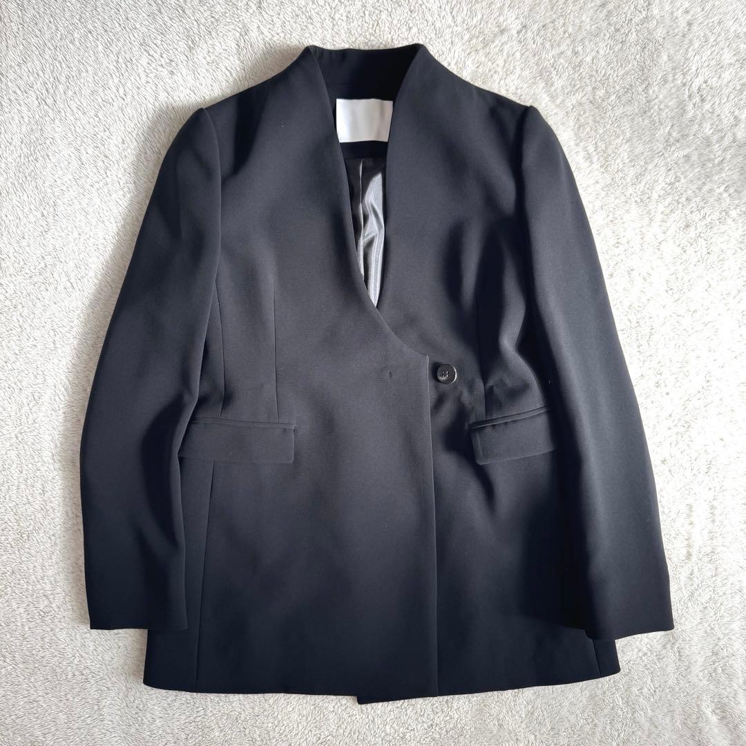 ジャケット・アウター Collarless Double Breasted Suit Jacket