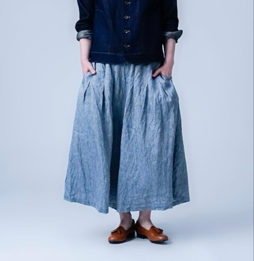 赤*犬様 ★オークション中★wafu.リネンシャンブレー 袴パンツ