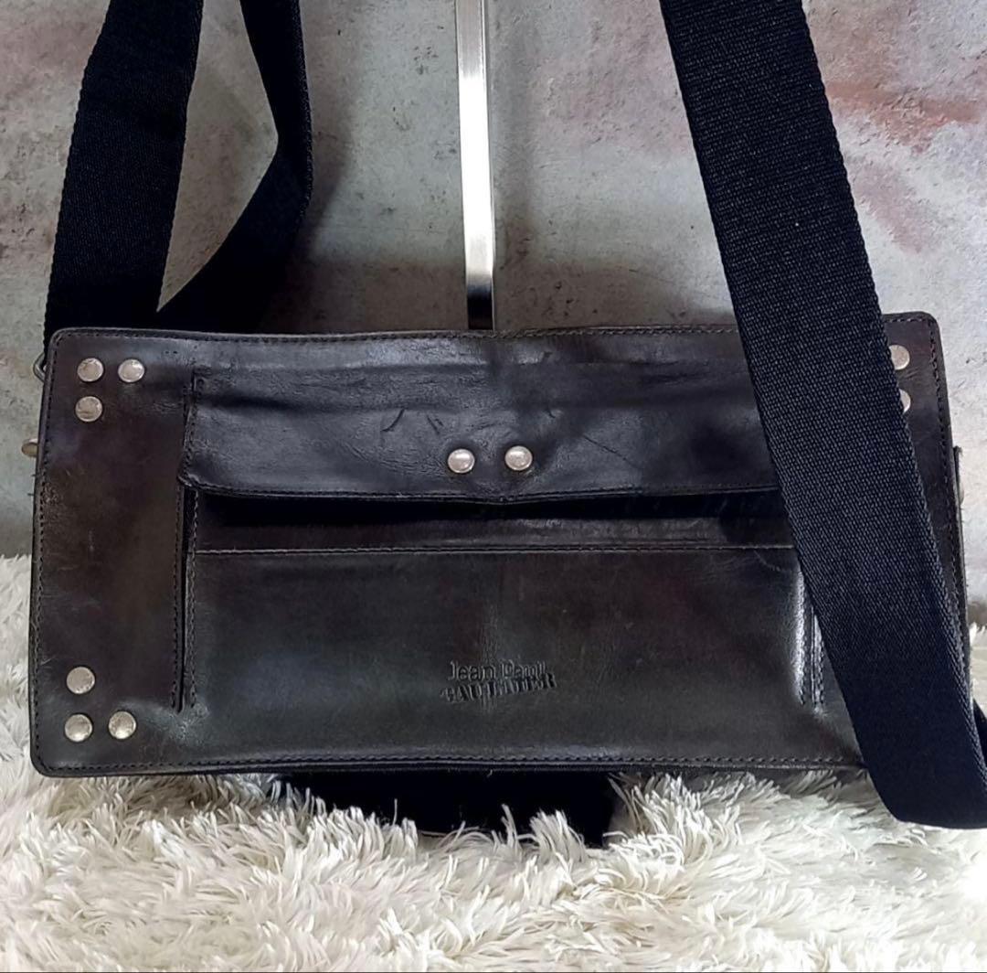 Jean Paul Gaultier ブラックレザーショルダーバッグ