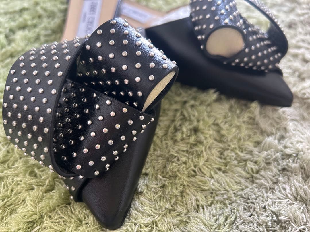 【JIMMY CHOO】リボンミュール 黒 レディース 靴