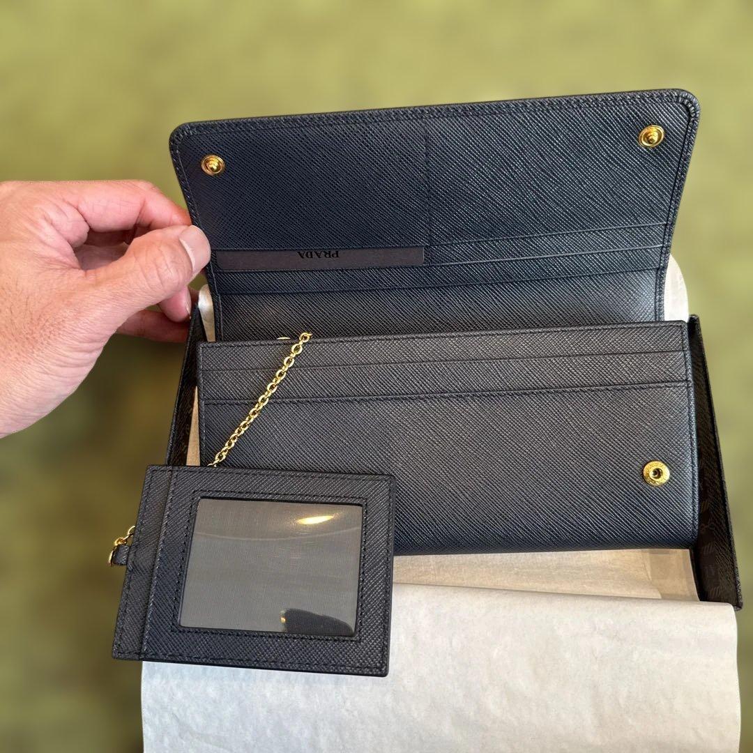 PRADA 長財布 ネイビー レザー