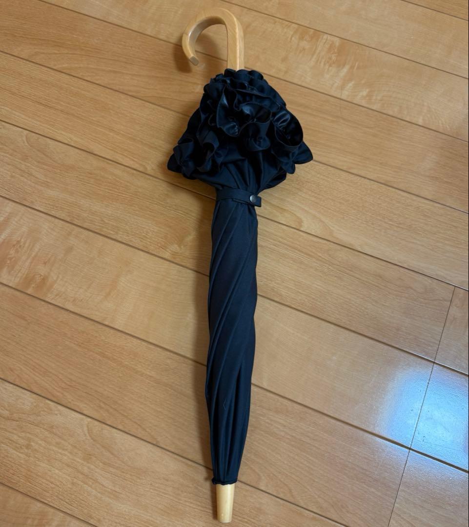 サンバリア100 日傘 フリル ブラック S 長傘
