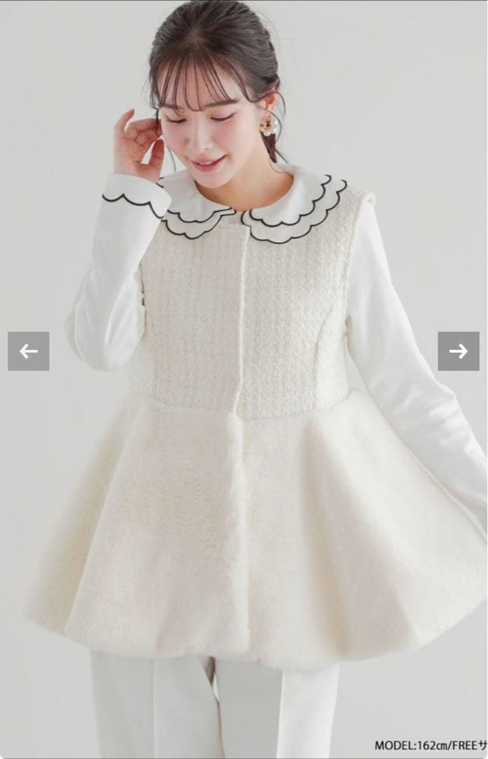 fitmore 新品未使用 刺繍ダブルカラーレイヤードロングスリーブトップス