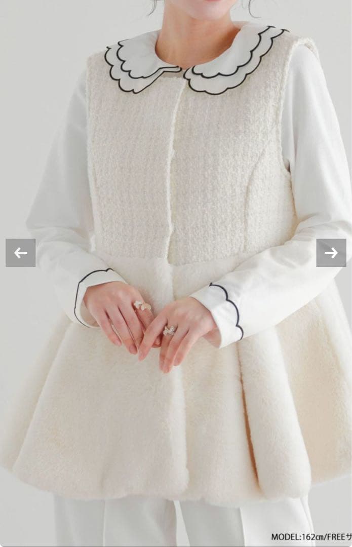 fitmore 新品未使用 刺繍ダブルカラーレイヤードロングスリーブトップス