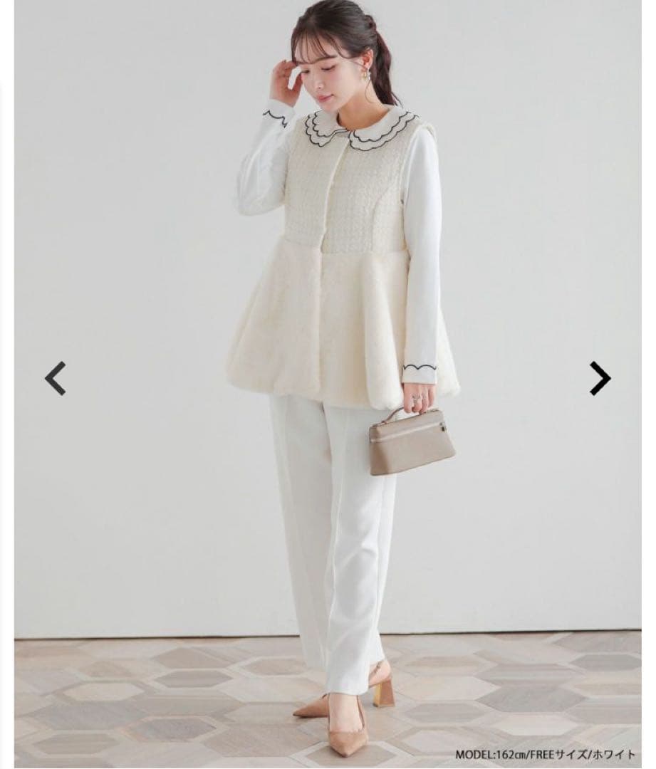 fitmore 新品未使用 刺繍ダブルカラーレイヤードロングスリーブトップス