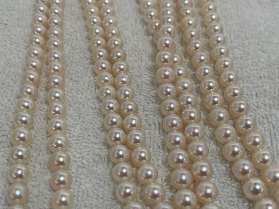 【美品】ミキモト アコヤ K14WG 2連 ロング パールネックレス 6.5mm